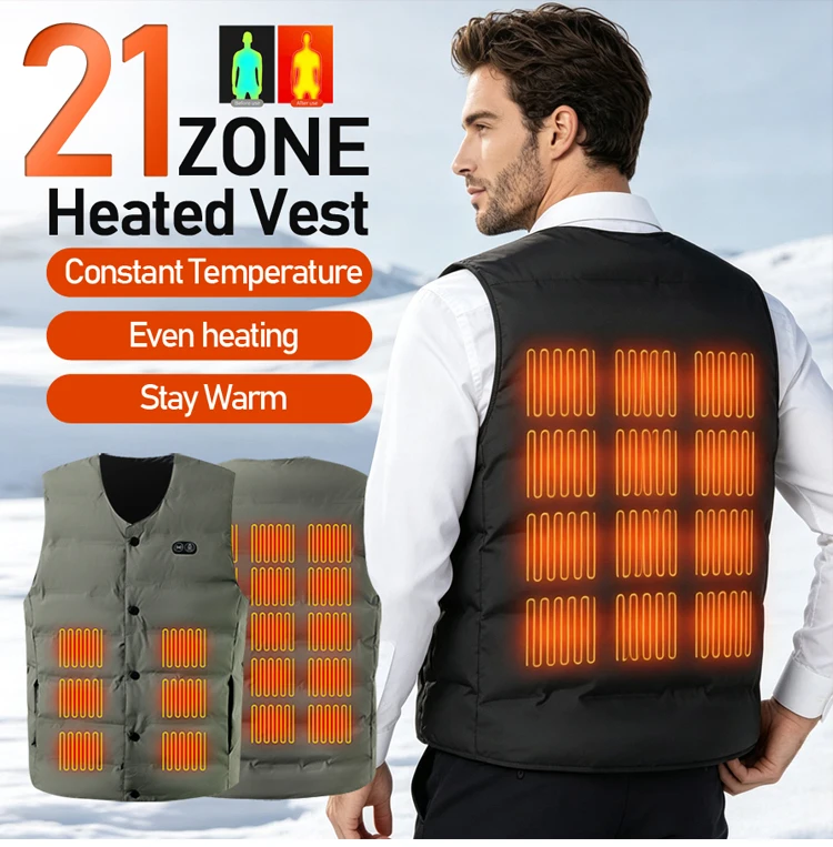 Outdoor-Winterschutz: Intelligente Heizweste für Zone 21, ohne Powerpack, Sportliche Isolierweste mit Reißverschluss, Speziell – Detail 2