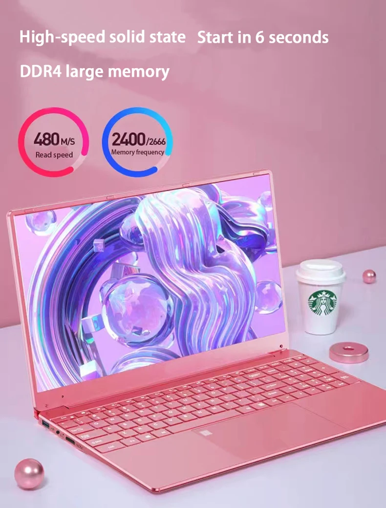 2025 Pink Laptop Windows 11 Office Education Gaming Notebook 15.6