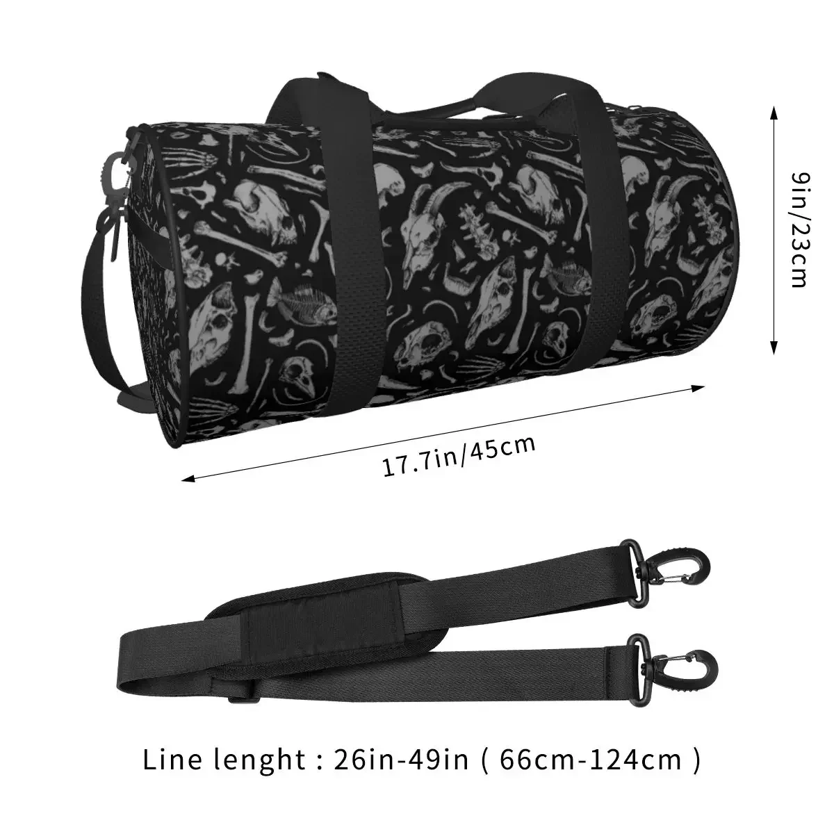 Bones Sports Bags Skull Dark Deniart Travel Gym Bag with Shoes Graphic Handbags Men Design Outdoor Fitness Bag