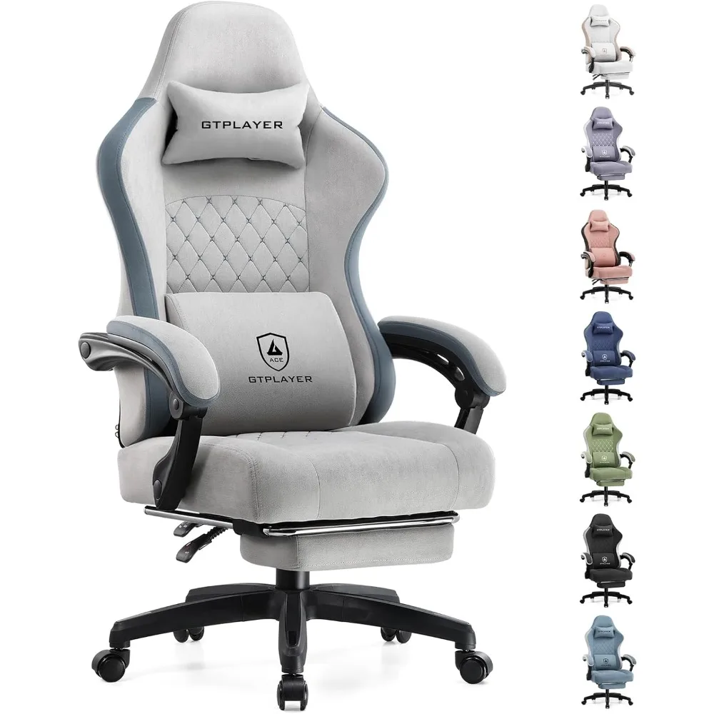 GTPLAYER Gaming Chair, Computer Office Chair with Pocket Spring Cushion, Linkage Armrests and Footrest, High Back Ergonomic Comp