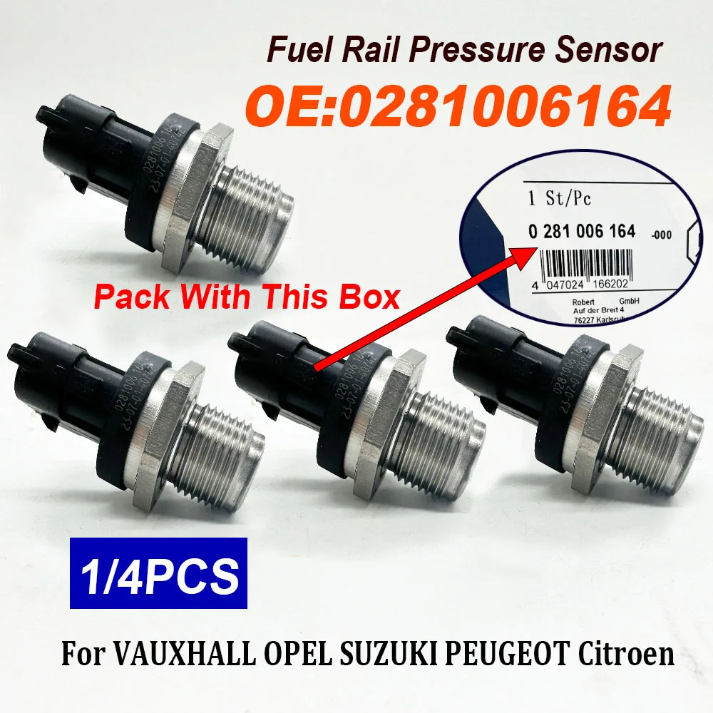 0281006164 Fuel Rail Pressure Sensor 55230827 50438237 281006164 For V-AUXHALL O-PEL S-UZUKI P-EUGEOT Citroenn