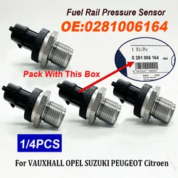 Sensor de pressão do trilho de combustível, 0281006164, 55230827, 50438237, 281006164, V-AUXHALL, O-PEL, S-UZUKI, P-EU, Citroen, 1, 4pcs