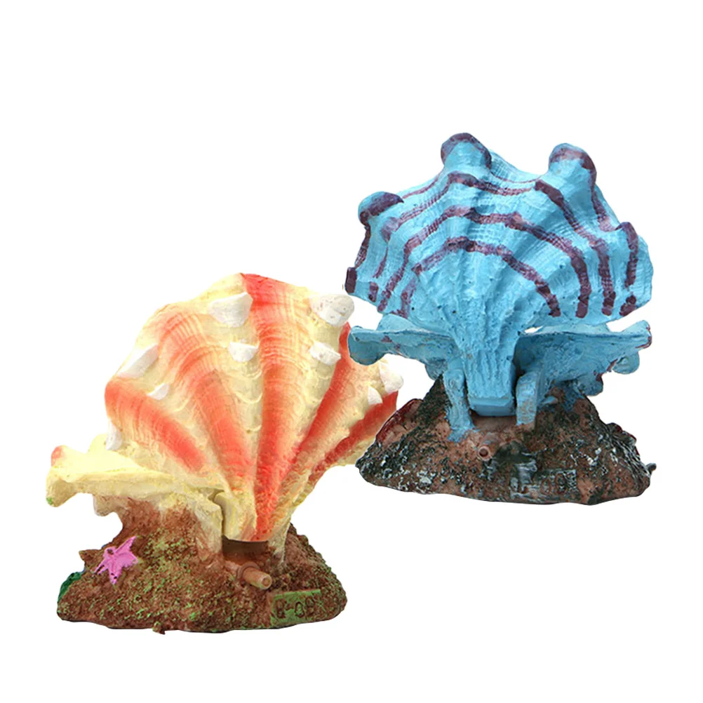 

2Pcs Sea Shell Shape Air Bubble Stone Premium Resin Aquarium Bubbling Decor Automatic Open Close Function for Fish Tank