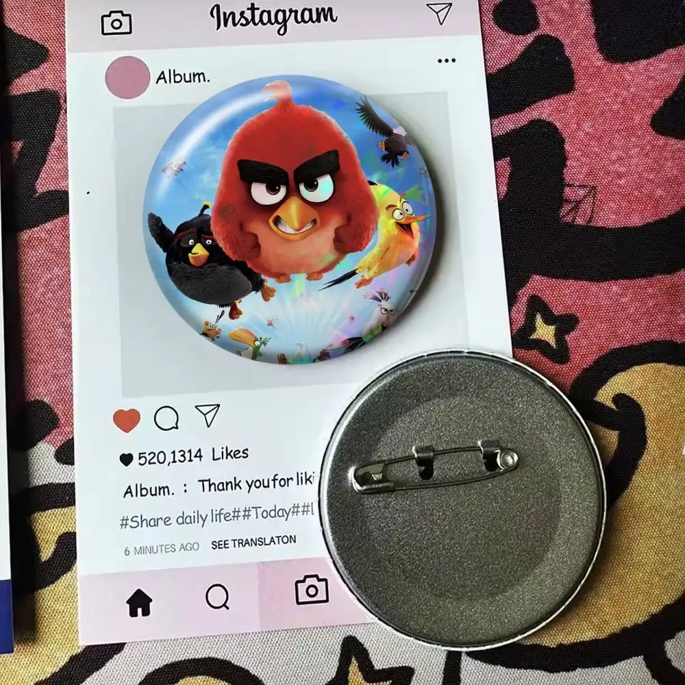 Classic Game A-Angry B-Bird   Laser Badge Creative Pins Brooch for Bag Clothes Hat Decor Gifts Fans Collect