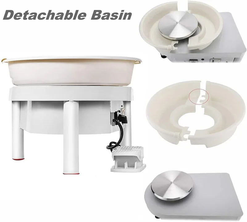 Applicable to Meihui Art 9.8 Inch Wheel Electric Adjustable Foot Pedal Detachable Basin Pottery Wheel Forming Machine