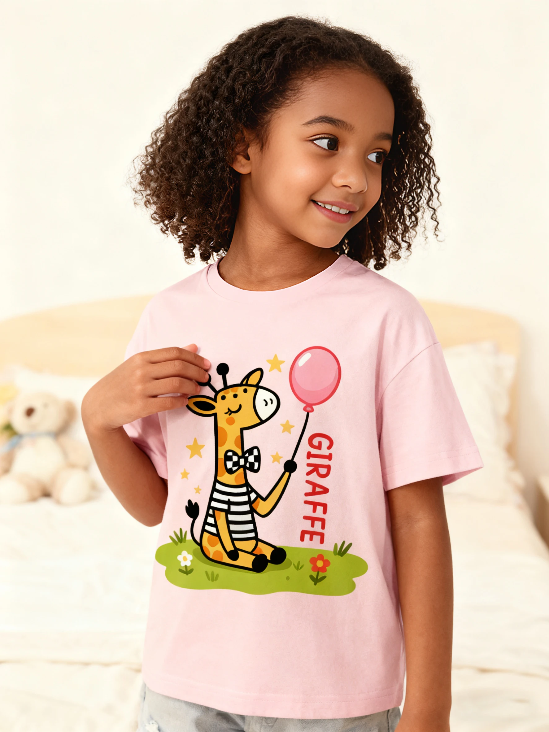 Super Cute Giraffe Cartoon Kids T-Shirt A great companion for everyday cuteness