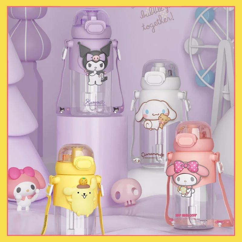 

600ML Kawaii Sanrio Thermo Cup Cartoon My Melody Kuromi Cinnamoroll Pochacco Cute 316 Stainless Steel Portable Water Bottle Gift