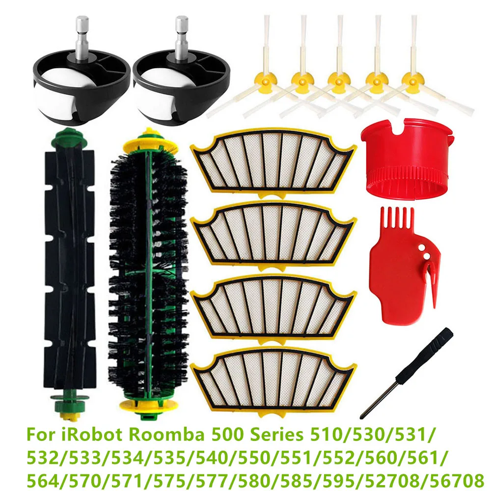 Hepa Filters Main Side Brushes Universal Wheel For iRobot Roomba 500 Series 510/532/533/534/535/540/552/560/575/577/580/585/595