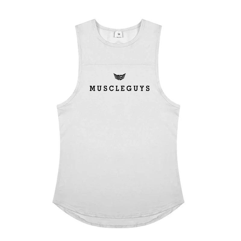 Gym Bodybuilding Sleeveless Tanks Tops Mens Fitness Muscle Casual Breathable Vests Summer Loose Cotton Stitching Sport T-Shirts