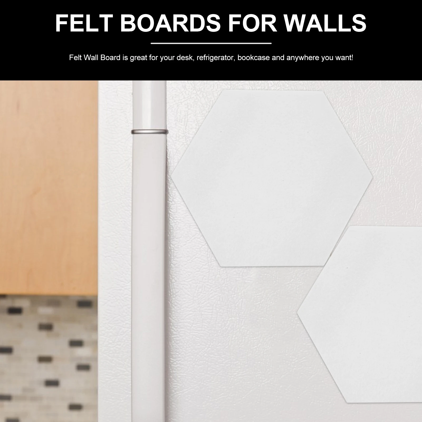 

4pcs Hexagon Message Felt Bulletin Board Self-Adhesive Wall Memo Notice Board Display Tiles for Office Classroom Refrigerator