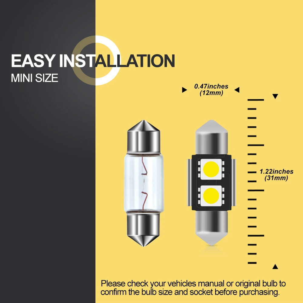 10x DE3022 DE3175 LED Bulbs 31mm Canbus Festoon DE3021 3175 6428 SMD Interior Dome Map Trunk Step Courtesy Lights For Car Trucks