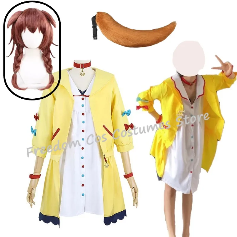 

Anime VTuber Inugami Korone Cosplay Costumes Tail Women Cute Dress Skirt Coat Uniform Accessories Halloween Carnival Party Suit