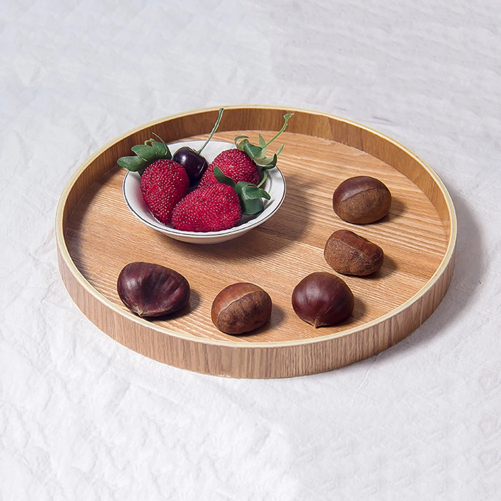 

Wooden Tea Tray Snack Serving Plate Bread Dishes High Quality Round Dessert Small Fruit
