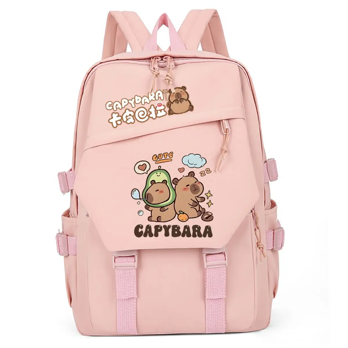 Plecak Szkolny dla Nastolatków z Motywem Kapibary, Uroczy Plecak Szkolny z Kreskówkową Kapibarą dla Dziewcząt i Chłopców, Plecak Młodzieżowy z Portem USB na Książki