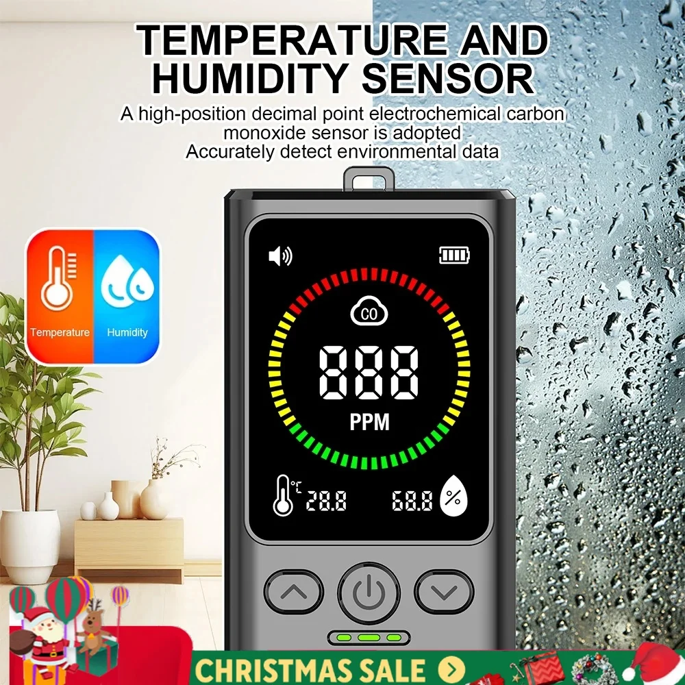 

Digital Air Quality Tester Carbon Monoxide Detector Rechargeable Digital Carbon Monoxide Alarm Suitable for homes garage offices
