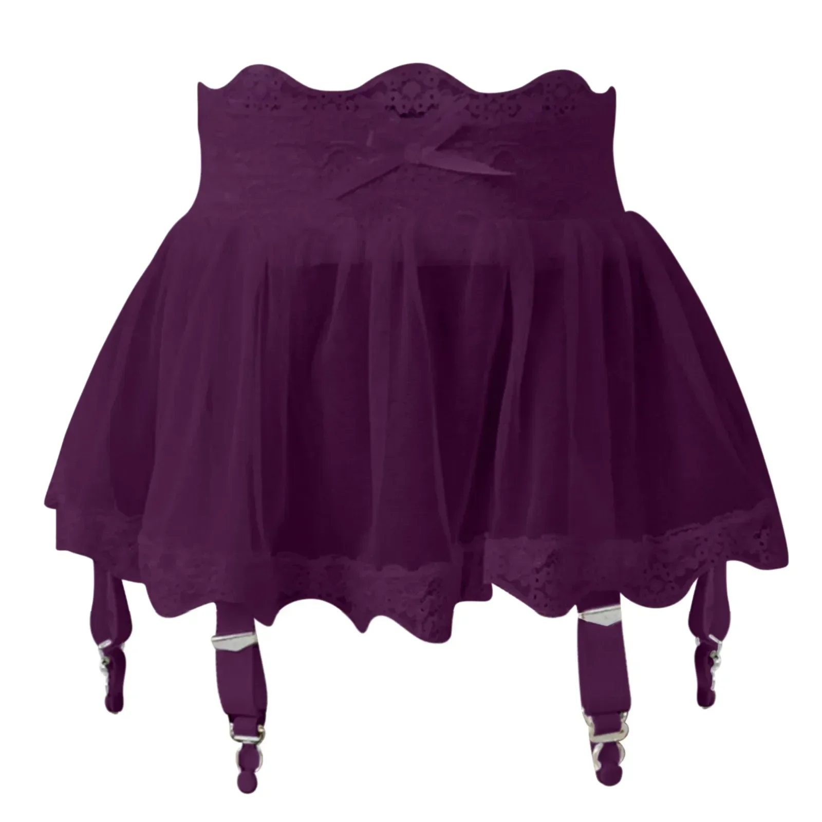 Robe courte en dentelle taille haute pour femme, mini jupe sexy, ceinture de jarretelles, robe réglable avec bas de lingerie pour femme à quatre boutonnage