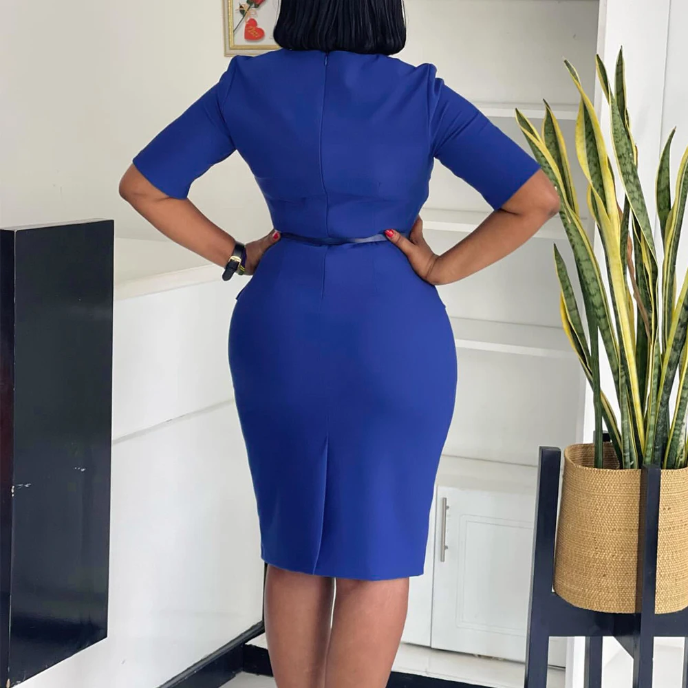 Office Dresses for Ladies 2026 Latest Summer Simple Elegant Half Sleeve Formal Church Dress Women Knee Length Pencil Peplum Dres
