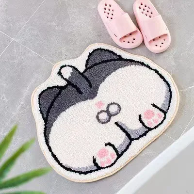 Cartoon Cashmere-like Soft Floor Mat Toilet Anti-fall Corgi Butt Mat Bathroom Non-slip Absorbent Carpet