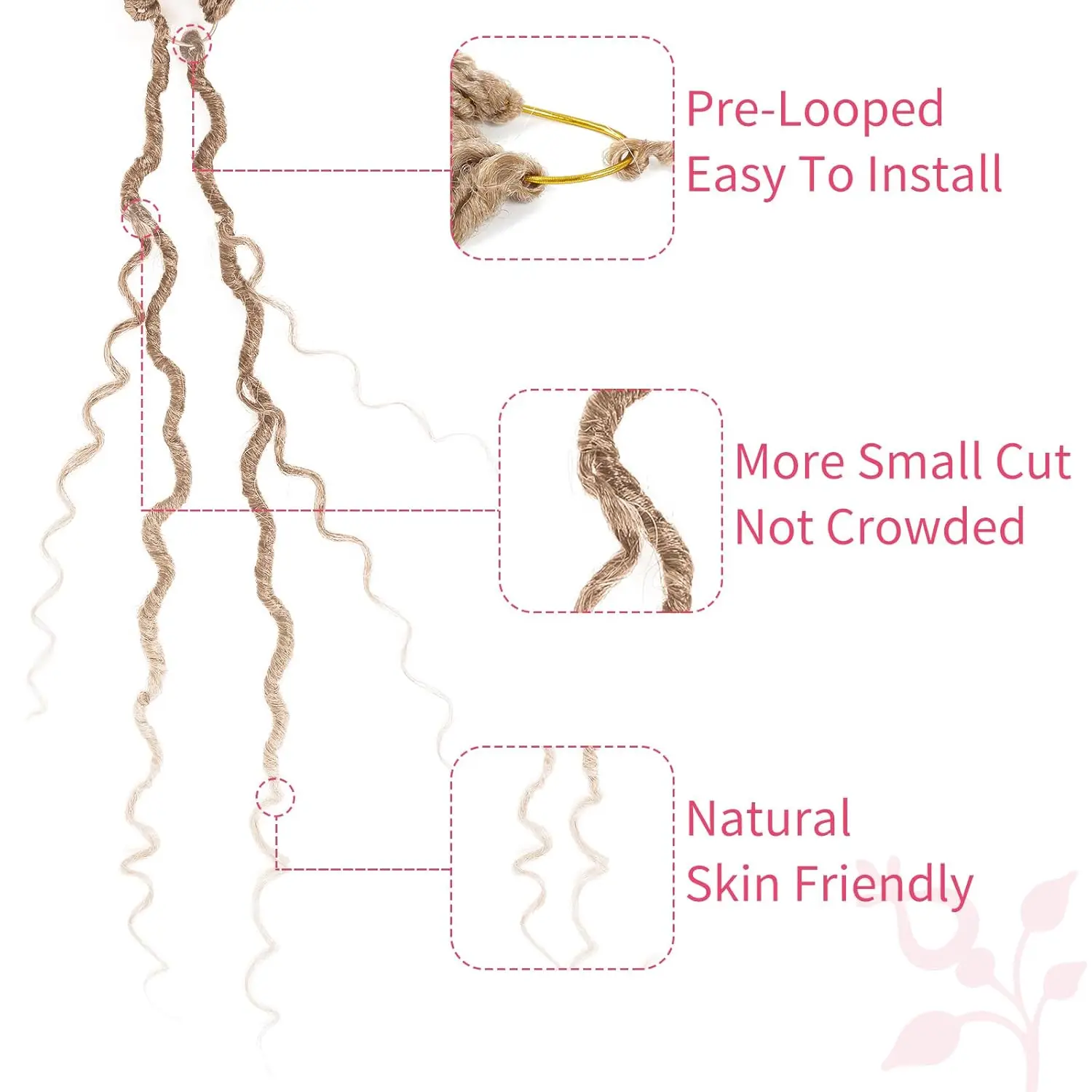 여성용 보헤미안 스타일 소프트 락스, 프리루프드 리버 크로셰 락스(곱슬 끝), 여신 락스 크로셰 헤어, 합성 페이크 락스 크로셰 헤어