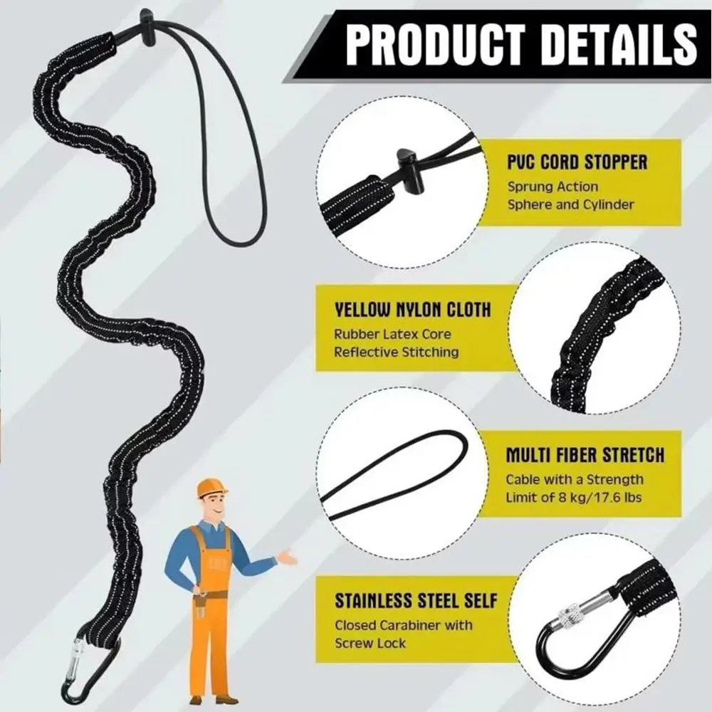 With Carabiner Hook Safety Bungee Tether Lanyard 90*2cm 5 Colors Climbing Working Anti-Falling Rope Aerial Work Tool