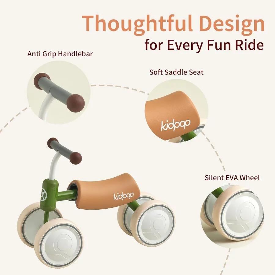 Baby loopfiets voor 1-jarige peuter kinderen rijden op speelgoed eerste verjaardagscadeau peuter eerste fiets (groen)