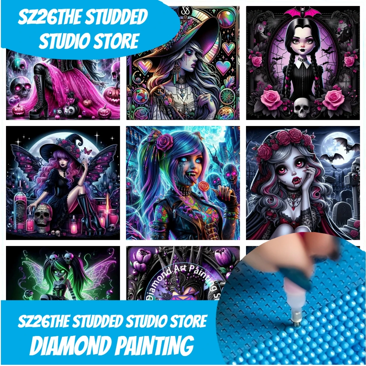 

Sz26The Studded Gothic Girl Набор алмазной живописи 5D DIY Алмазная вышивка крестиком Ручная работа Художественный подарок Ремесла Домашний декор Adul