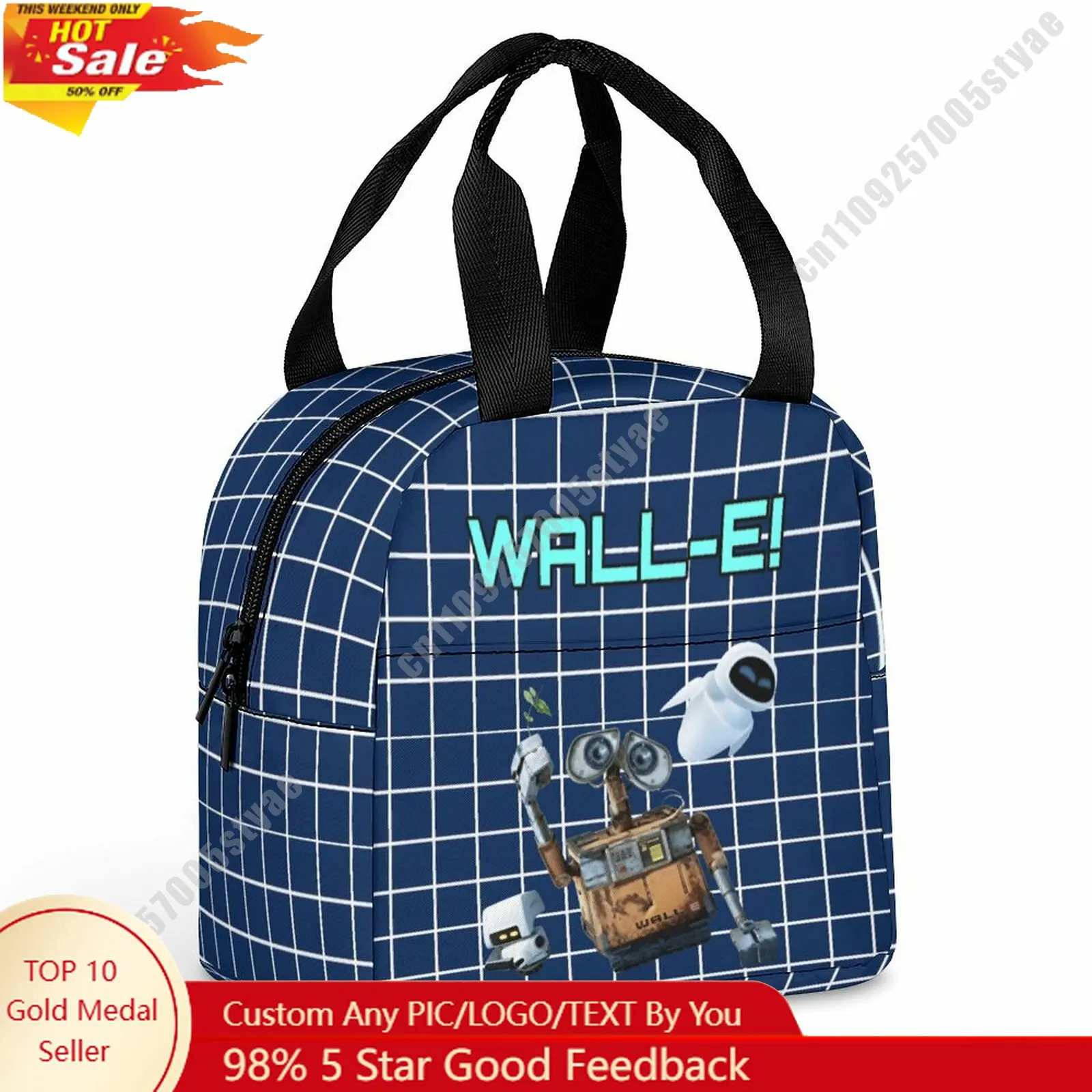

WALL-E Lunch Bag Disney Animal Patterns Bento Bag DIY Custom Text Photo Logo Portable Aluminum Foil Food Bag Cosplay