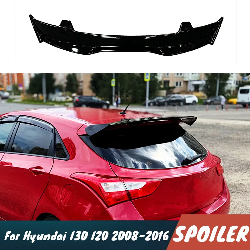 Für Hyundai I30 I20 2008-2016 Auto Heckklappen-Dachspoiler Flügel ABS-Kunststoff Hochglanz Schwarz Karosserie-Kit Exterieur Tuning Zubehör