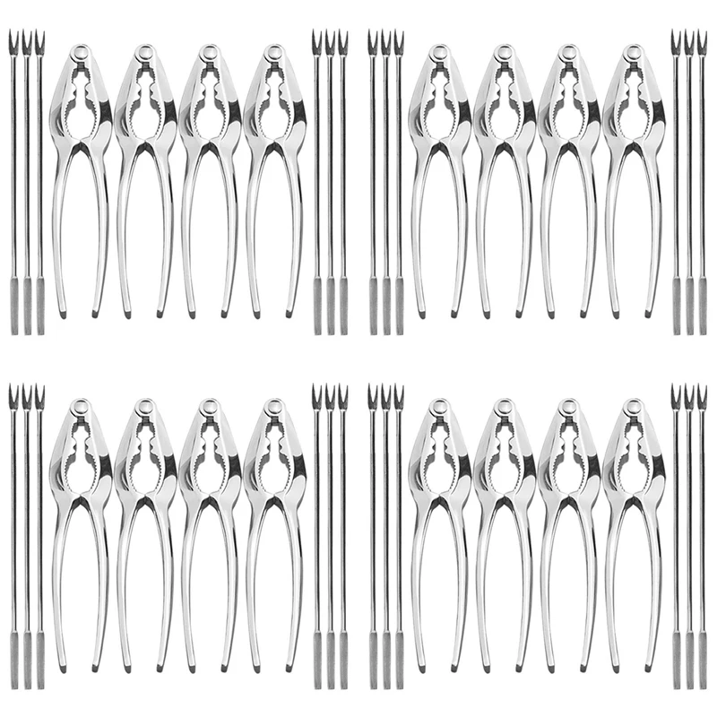 

Набор инструментов для морепродуктов, щипцы для орехов 40 шт., набор инструментов для открывания морепродуктов, 16 крабов и 24 вилки для морепродуктов