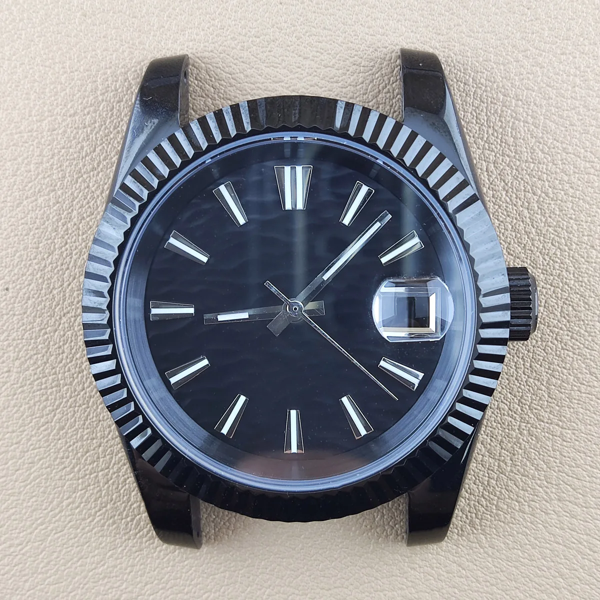 39mm nh35 Case NH35 watch case 28.5MM Dial Stainless Steel Electroplated Polished Black dial For NH36 case NH35 Movement watch image 4