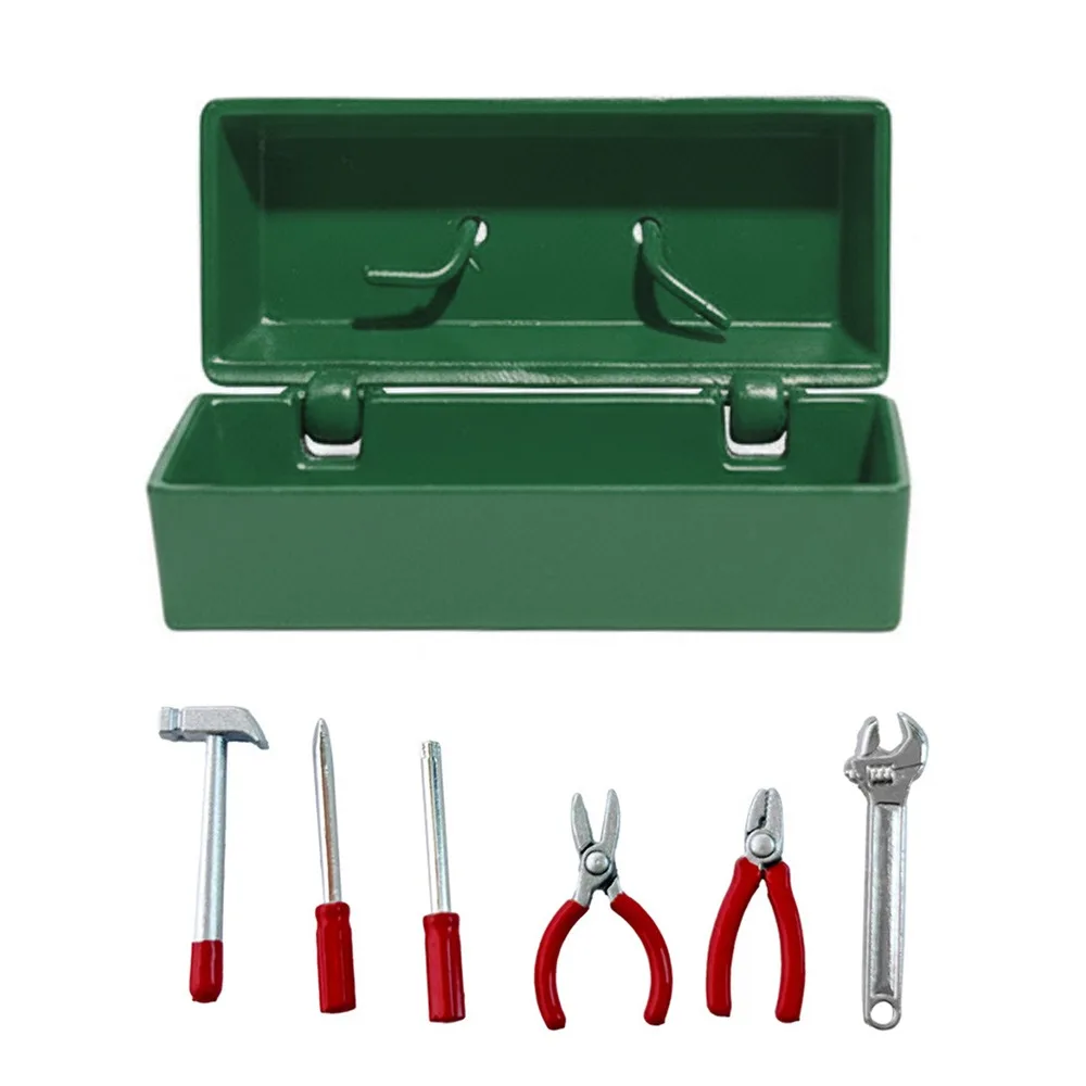 

1:12 Scale Dollhouse Toolbox Multi-color with Storage Box Miniature Toolbox Screwdriver Red Handle Dolls Accessories