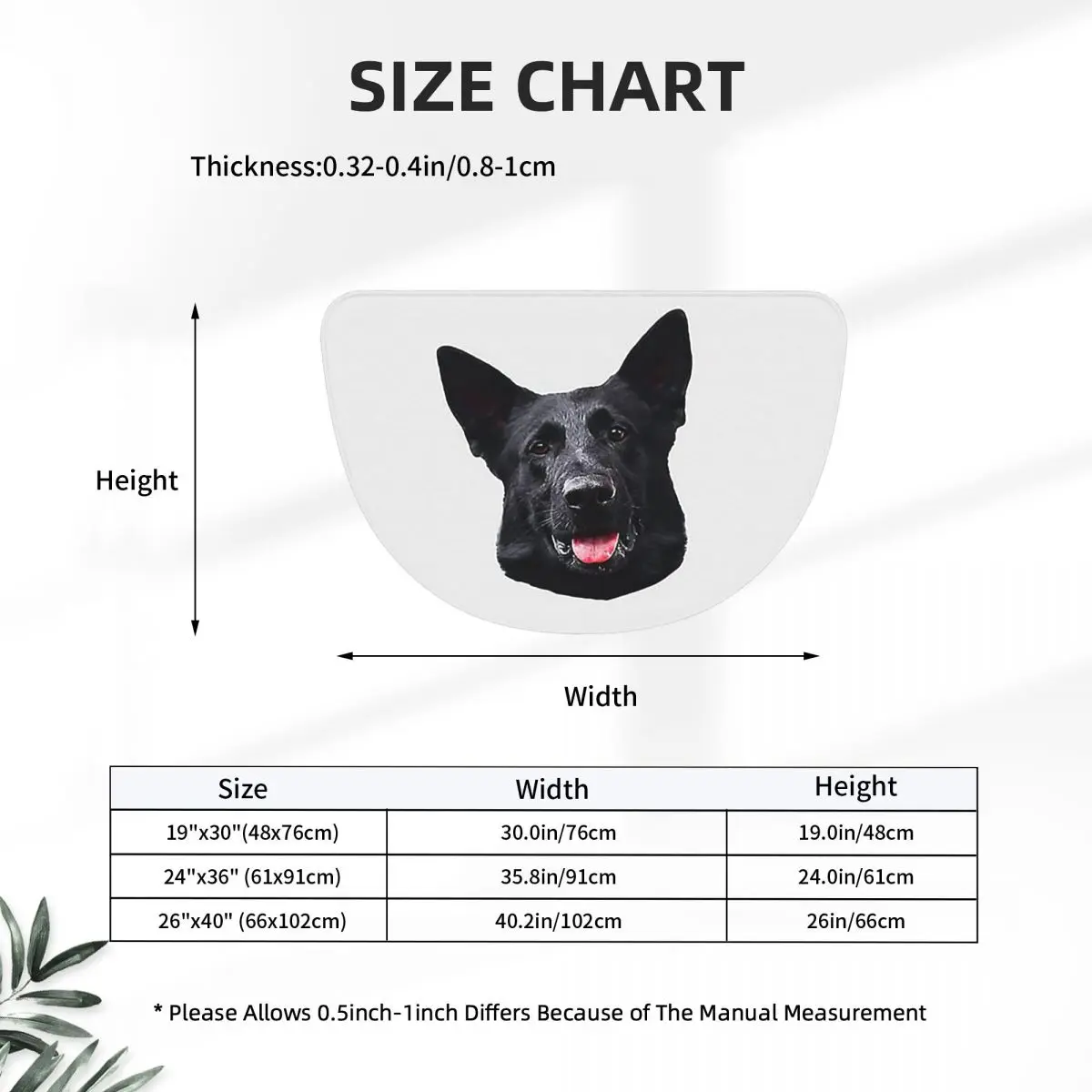 Black German Shepherd Dog Stunning Soft Flannel Half Round Doormat Non Slip Bathroom Mat Absorbent Floor Carpet for Living Room