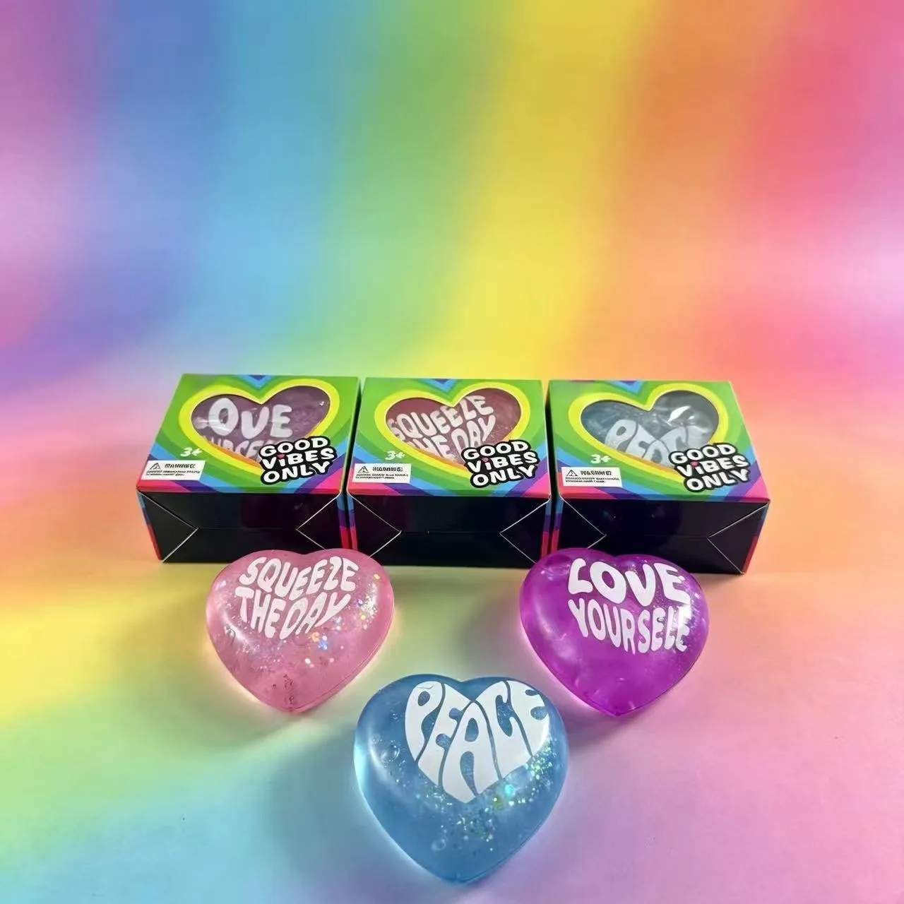 Maltose Glitter Heart-Shaped Squishy Stress Relief Toy, Slow Rebound, Shiny Soft Little Heart