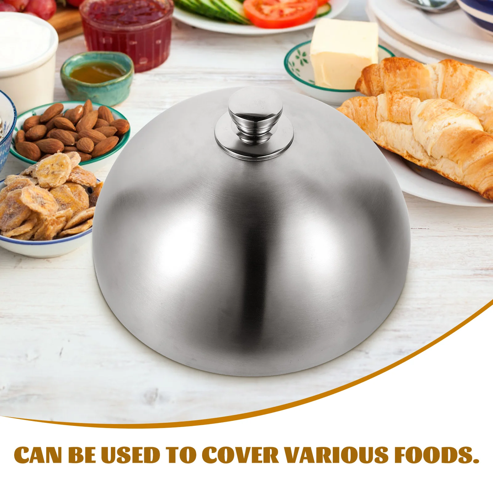 

Stainless Steel Food Cover Oil Proof Protector Kitchen Steak Lid Smooth Edge Efficient Cover Various Foods