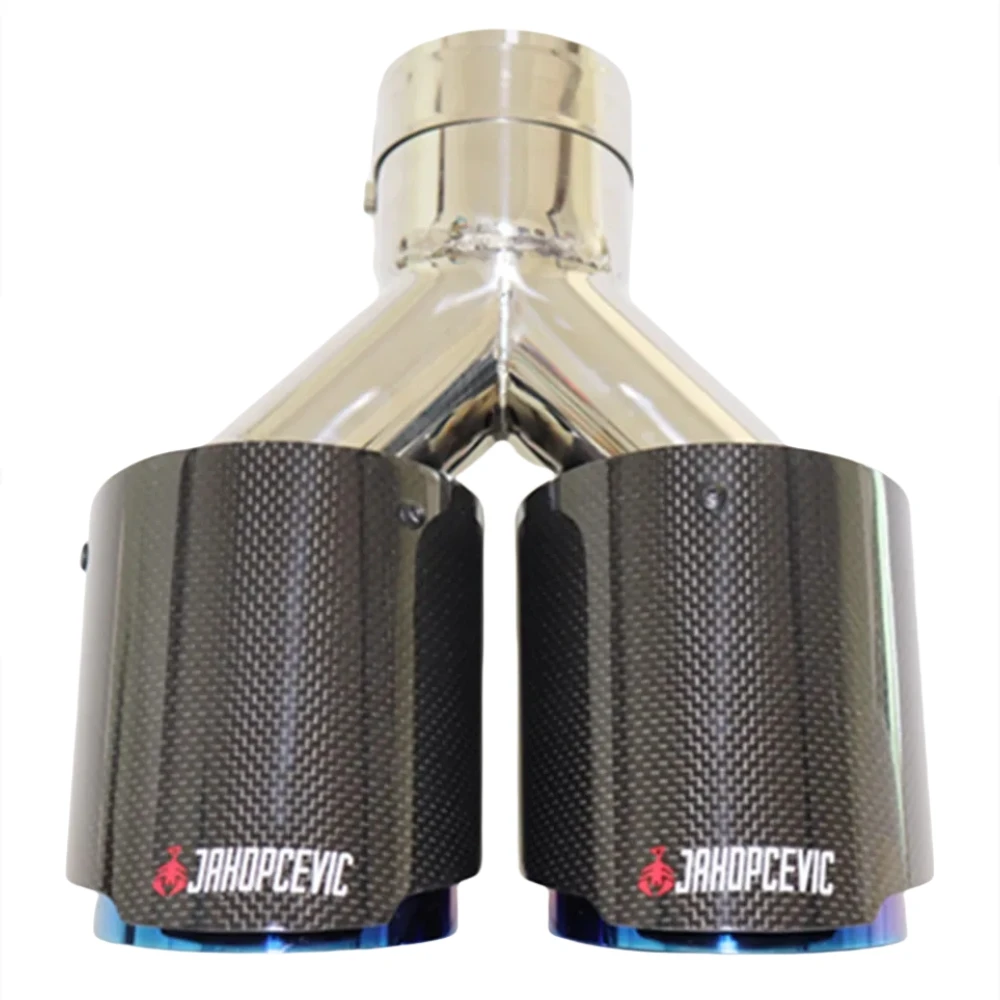 

1 Pcs Car Exhaust Tip Modification Dual Blue Pipe Automobile Glossy Carbon Fiber Double Exhaust Muffler Tailpipe for Universal