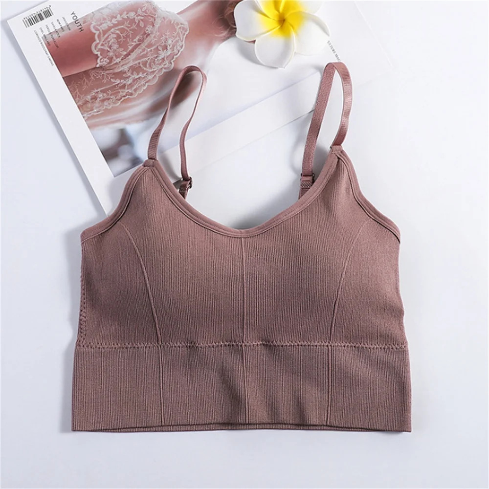 Bralette sem fio sexy para mulheres, sutiã sem costura, tops acolchoados para dormir, costas em forma de V, top de tubo esportivo, lingerie respirável, roupa íntima