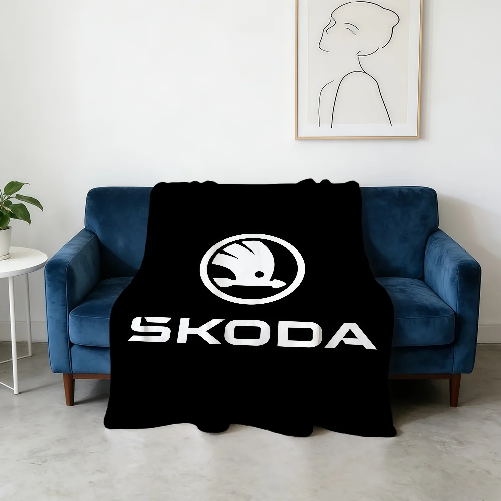 S-SKODAS-ES Car Logo Blanket Flannel Warm Soft Throw Blanket For Room Sofa Childish Birthday Gifts