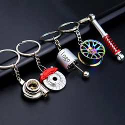 Creative Metal Keychain, Turbo, Engrenagem, Cubo de roda, Discos de freio, Amortecedores, Pinças, Carro Chaveiro Pingentes