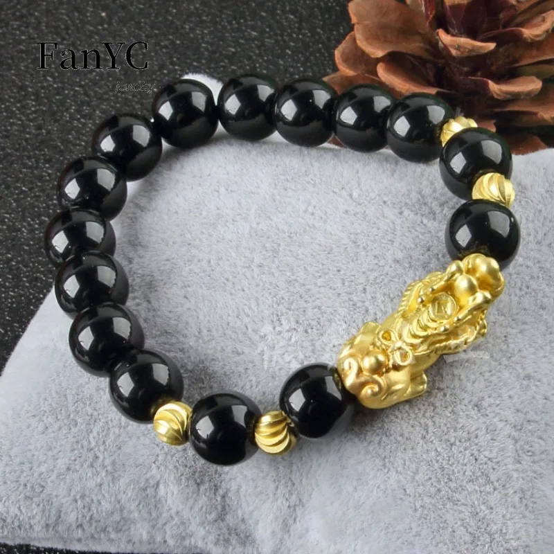 Natural Obsidian PiXiu Bracelet Beautifully Carved 3d Three-dimensional Fashion Men's and Women's Jewelry Lucky Charms Gift