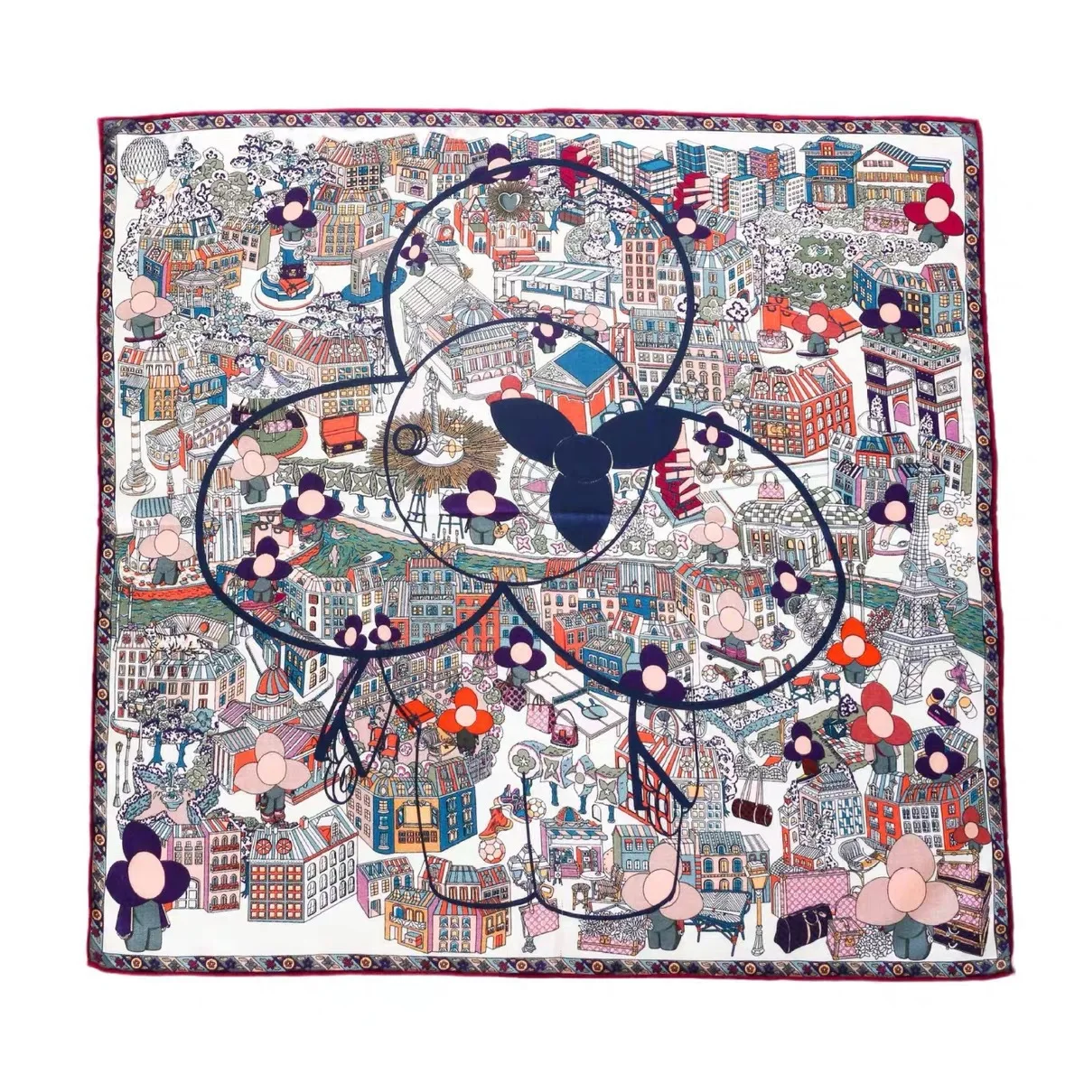 

100% Silk Scarf 90CM Hand Rolled Edges Shawls Scarves Luxury Head Bag Decoration Christmas Gift Clothing Accessories