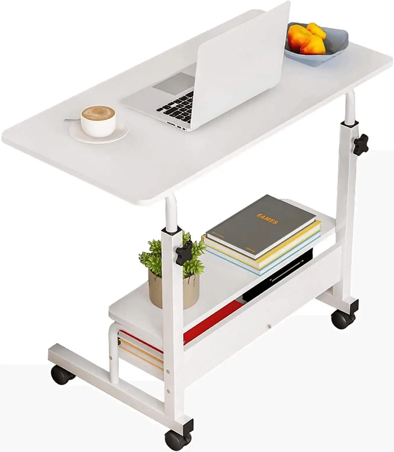 

Adjustable Height Mobile Computer Desk for Small Space Rolling Writing with Wheels Corner Home Office