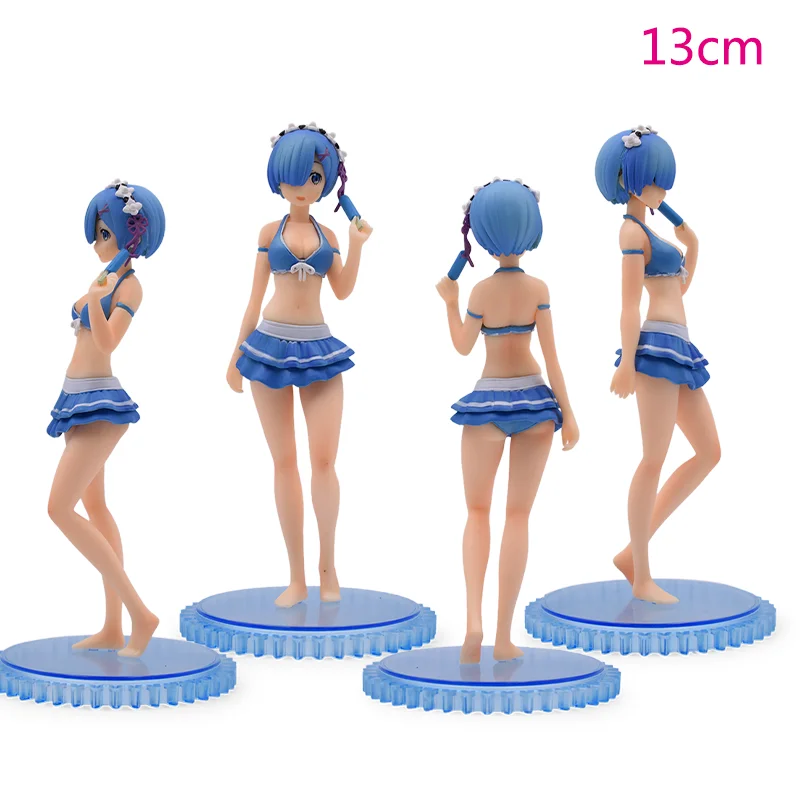 Anime Cartoon 2 Style Rem Figure Cute Sitting Action Swimsuit Figurine Lovely Model Statue Kawaii Collection Toys Adult Gifts