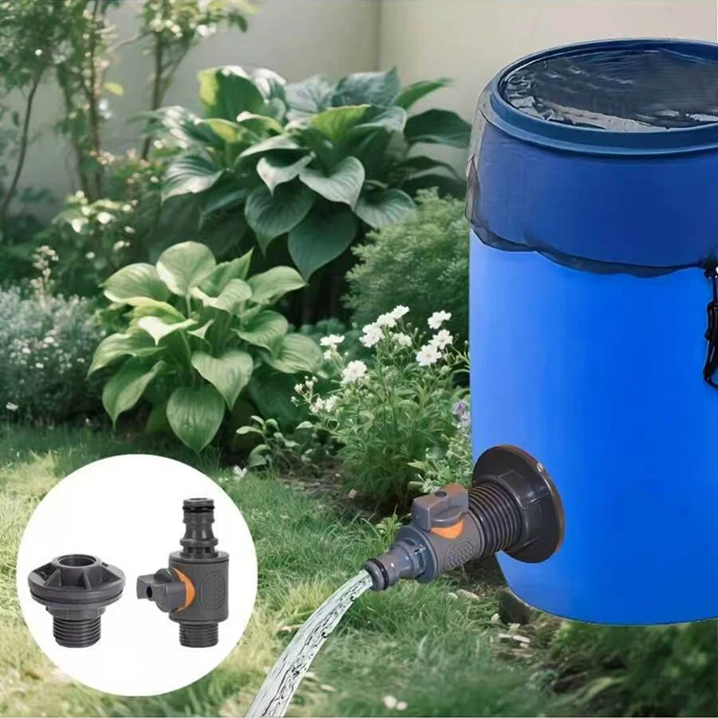 PVC IBC Water Barrel Adapter Durable Water Tank Connector with Control Valve Quick Installation Rainwater Collection Connection