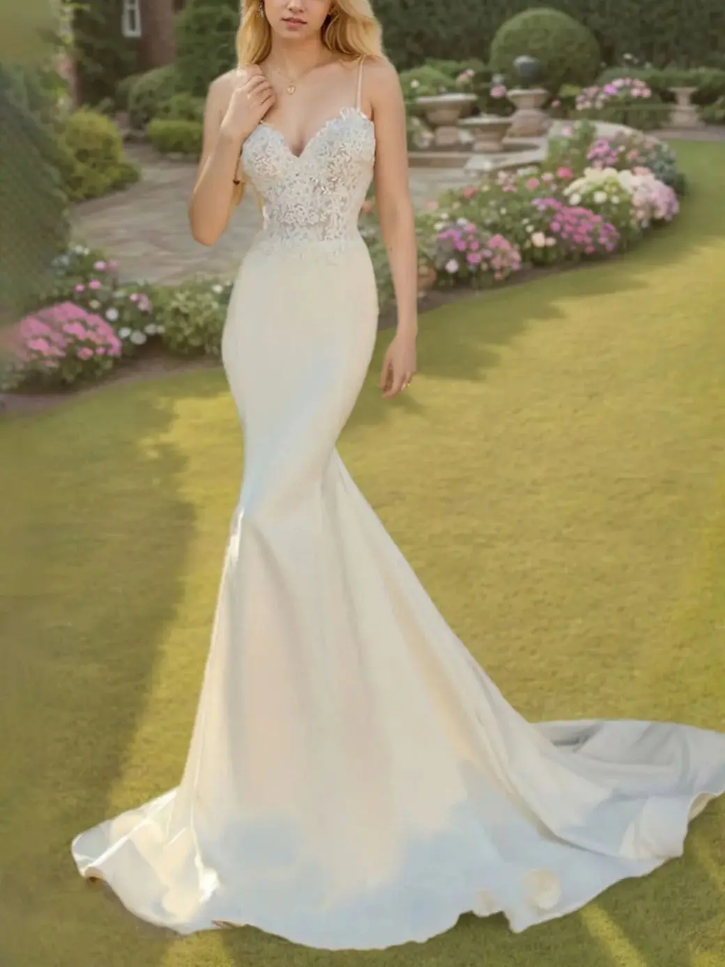 

Sexy Romance Mermaid Wedding Dress Charmeuse Lace Appliques Spaghetti Strap Sleeveless Trumpet Bridal Gown 2025 Free Customized