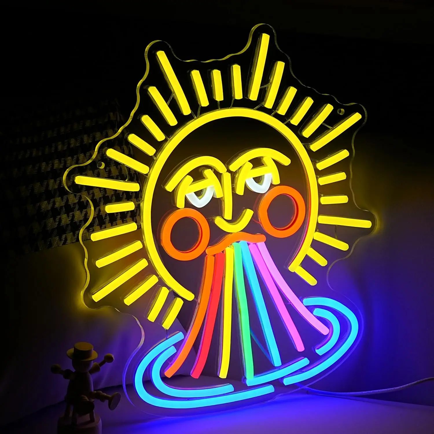 Sun Rainbow LED Neon Sign USB Dimmable Neon Light Sign for Gameroom Bedroom Bar Livingroom Birthday Party Gift Wall Decor