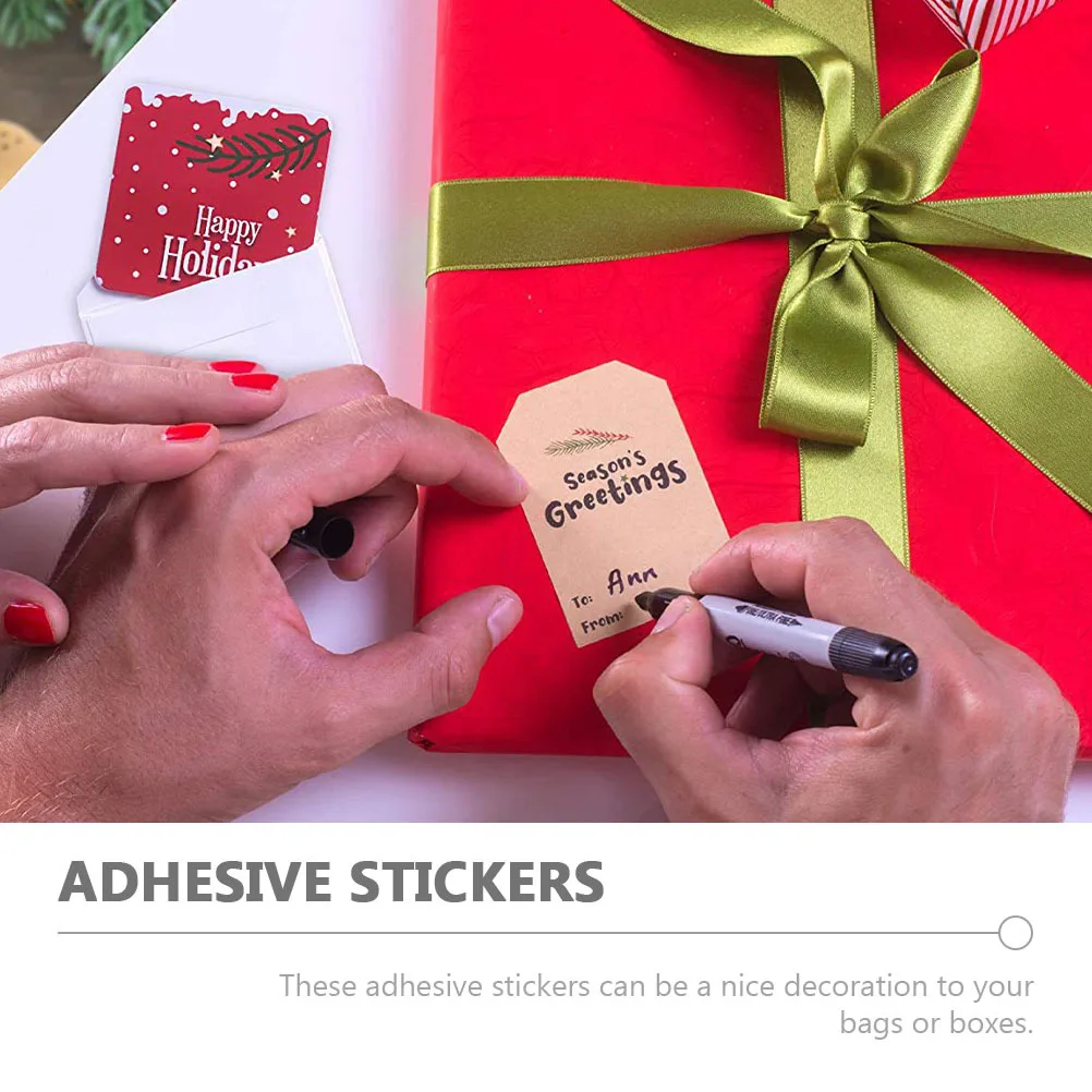 

2 Rolls Merry Christmas Sticker Decoration Adhesive Stickers Holiday for Envelopes Tags Gift