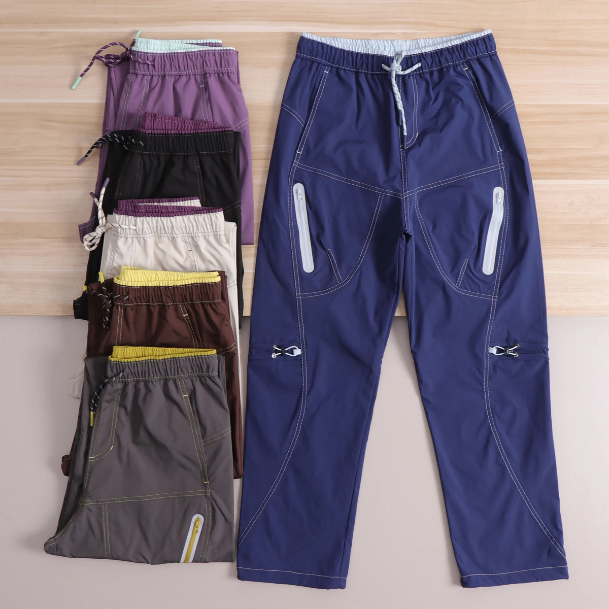 Outdoor Sports Lightweight Breathable Color Block  Pants Men Women Casual Workwear Hiking Mountain Climbing Trousers
