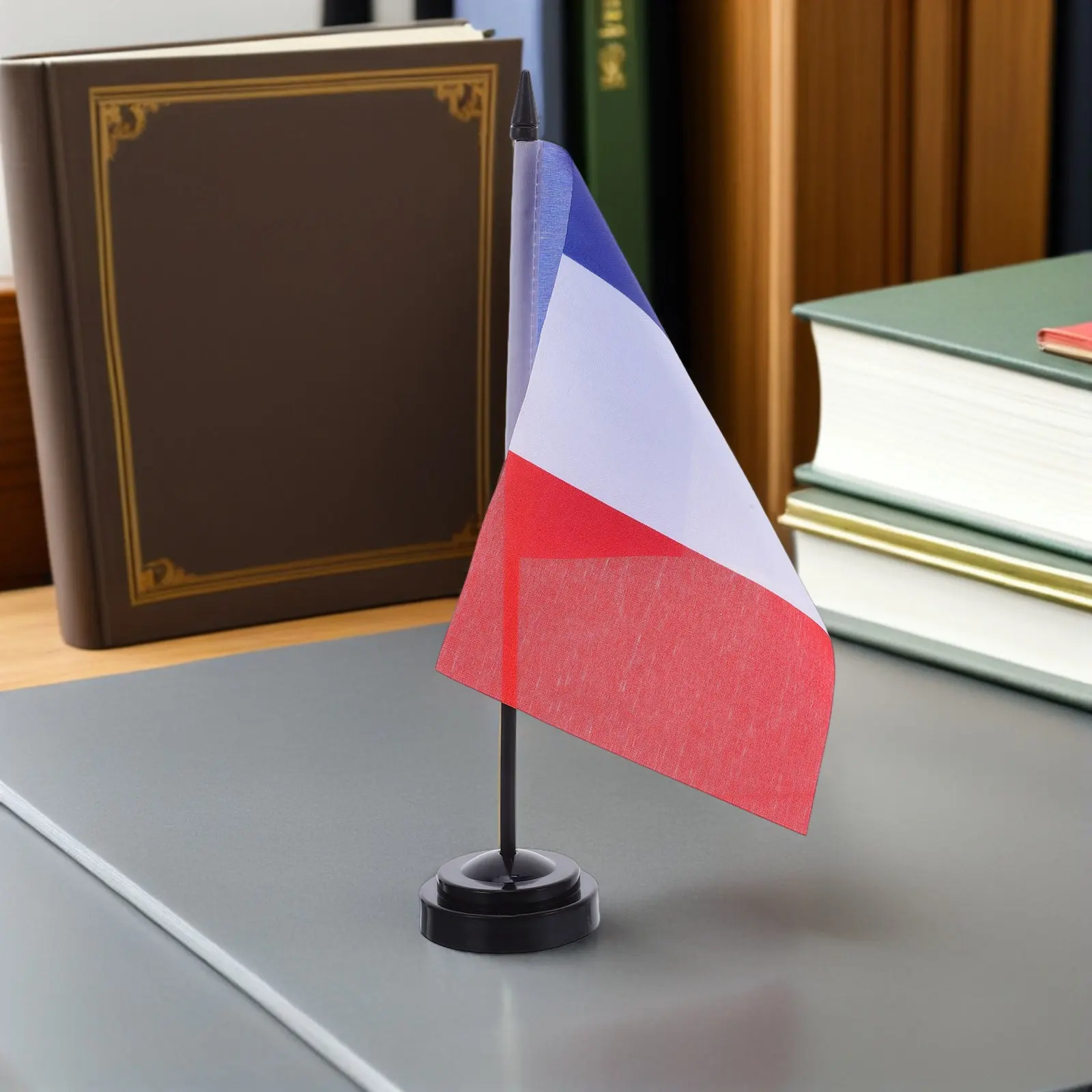 10Pcs Mini France Desk Flags Table Flags with Base Office Desk Decor Conference Room Flag Display Small Flag French Decorations