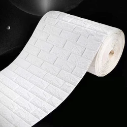 10m Brick Wall Stickers DIY Decor 3D Self-Adhesive Waterproof Wallpaper for Kitchen Home Kid Room Bedroom Wallcover Decoration