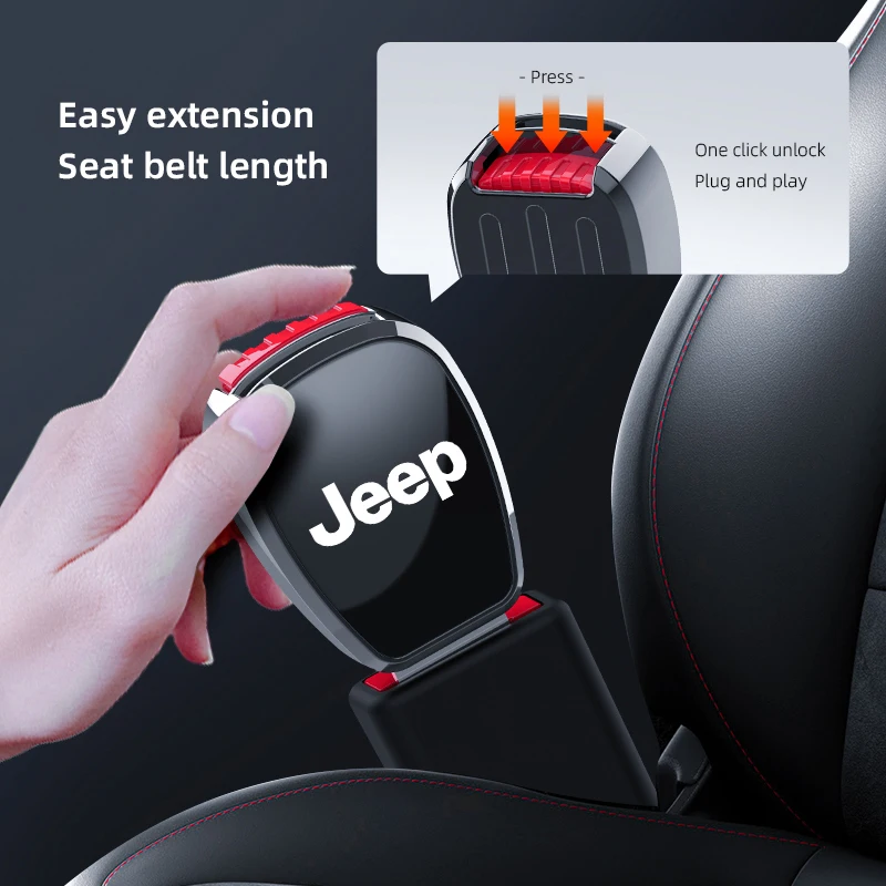 Extensor de cinturón de seguridad para coche Jeep, extensor de hebilla de Metal para Jeep Renegade Compass Grand Cherokee Wrangler Patriot Rubicon